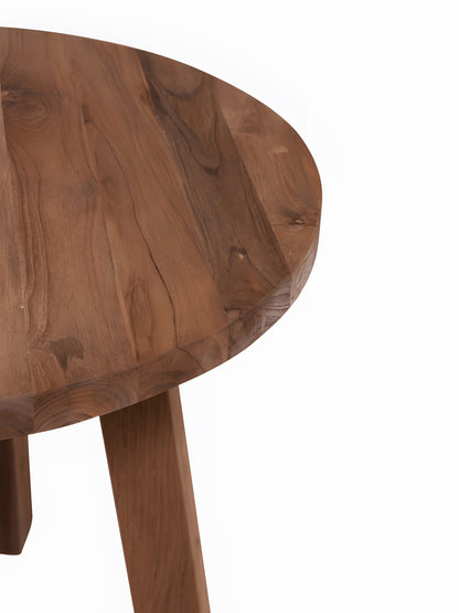 Pescara Reclaimed Teakwood Round Dining Table detail view by Mellowdays Furniture