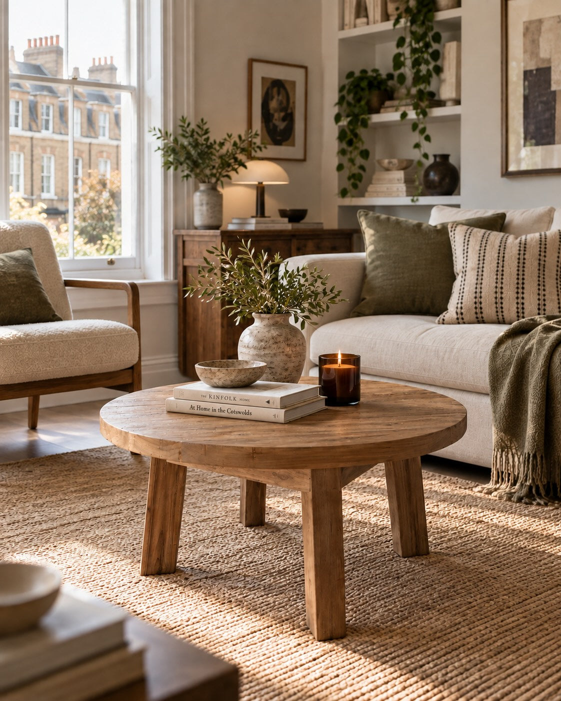 Pescara reclaimed teak coffee table in sunlit Scandinavian living room | Mellowdays Furniture