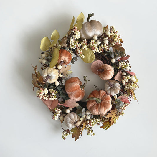 Autumn Pumpkin & Foliage Wreath, 40cm | Mellowdays Furniture