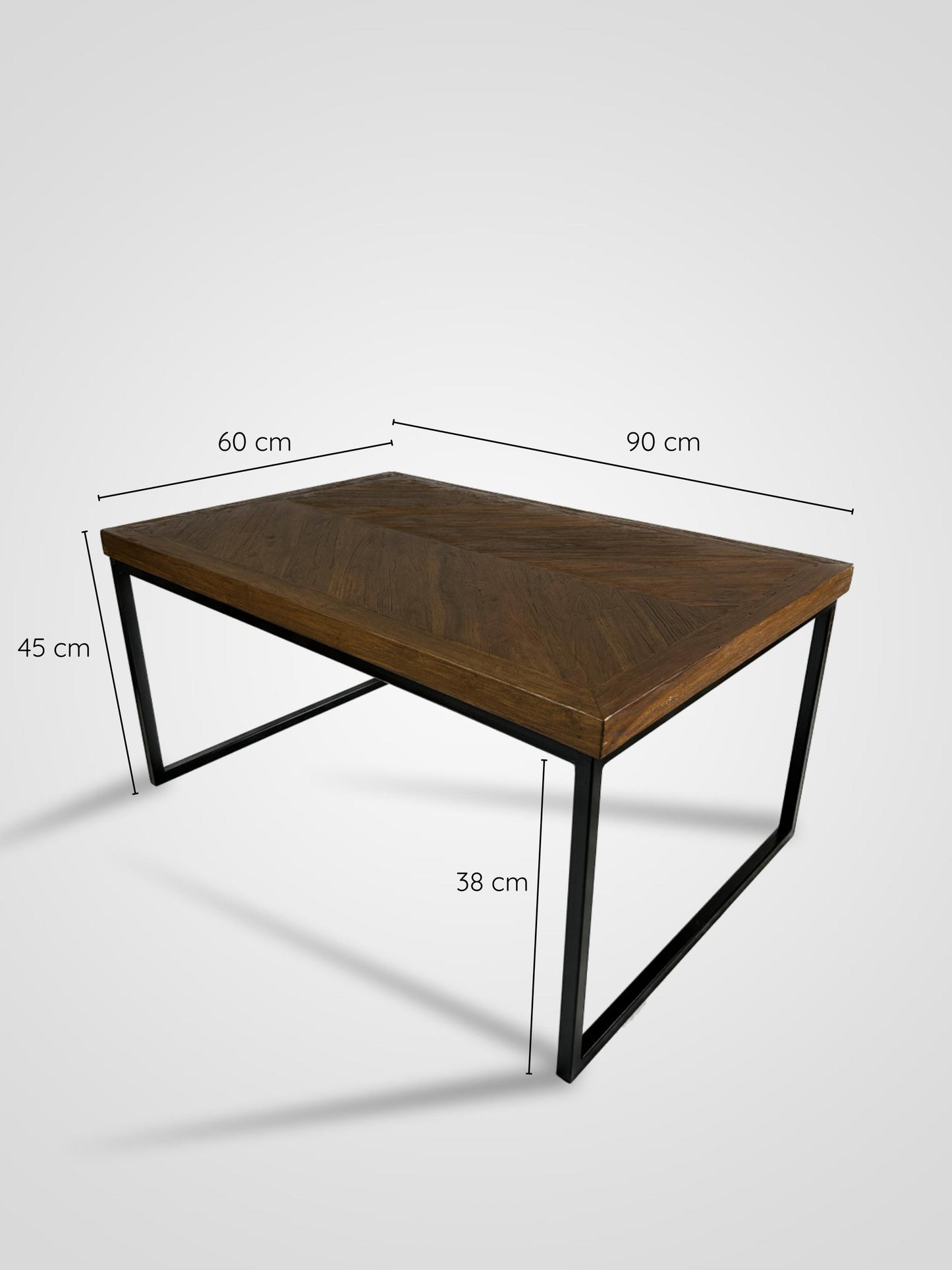 Rect Fishbone Reclaimed Java Wood Coffee Table - measurement - Mellowdays Furniture