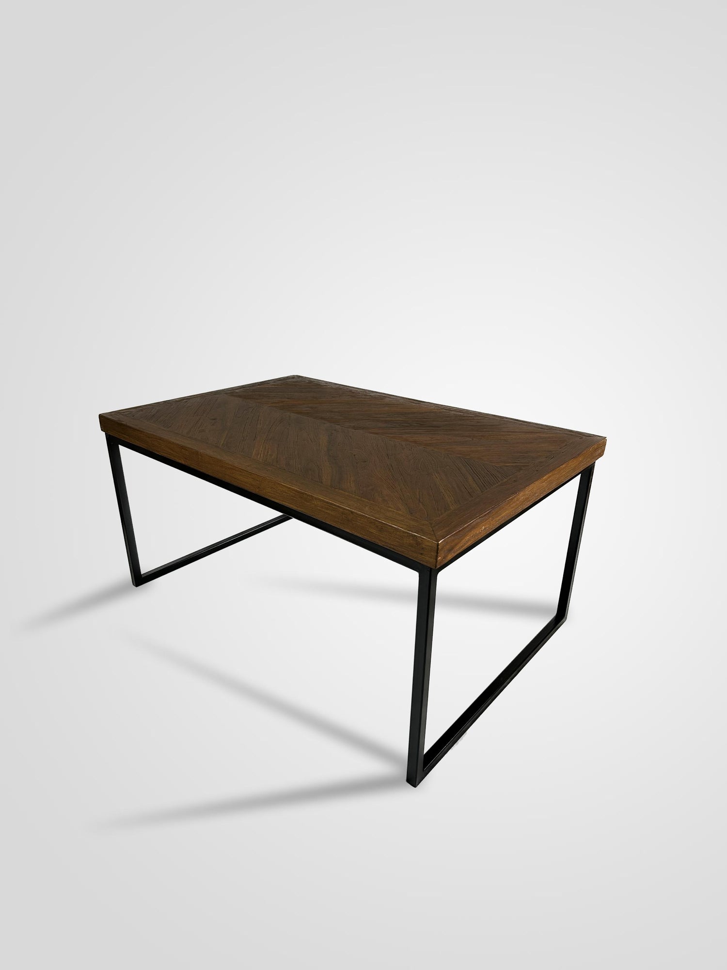 Rect Fishbone Reclaimed Java Wood Coffee Table W90xD60xH45 Natural Black - front view - Mellowdays Furniture