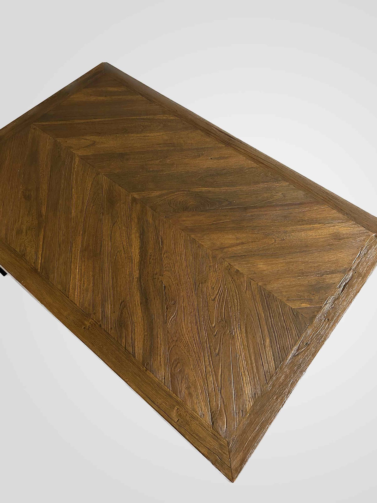 Rect Fishbone Reclaimed Java Wood Coffee Table W90xD60xH45 Natural Black - wood texture - Mellowdays Furniture