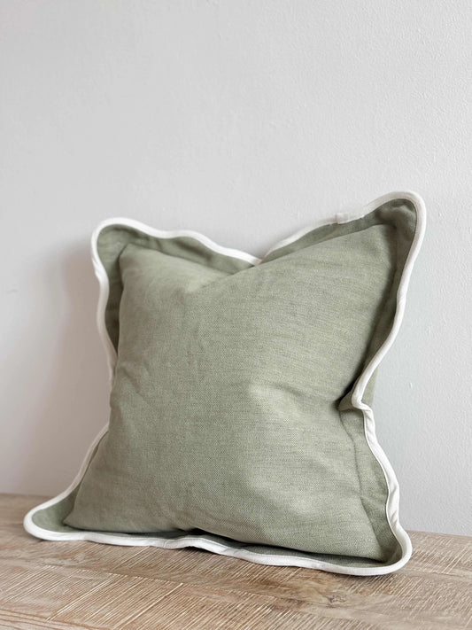 Sage Scalloped Edge Decorative Cushion Cover 45x45cm | Mellowdays Furniture