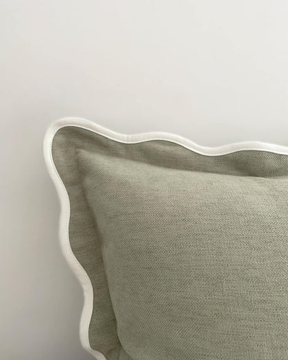 Sage Scalloped Edge Decorative Cushion Cover 45x45cm | Mellowdays Furniture