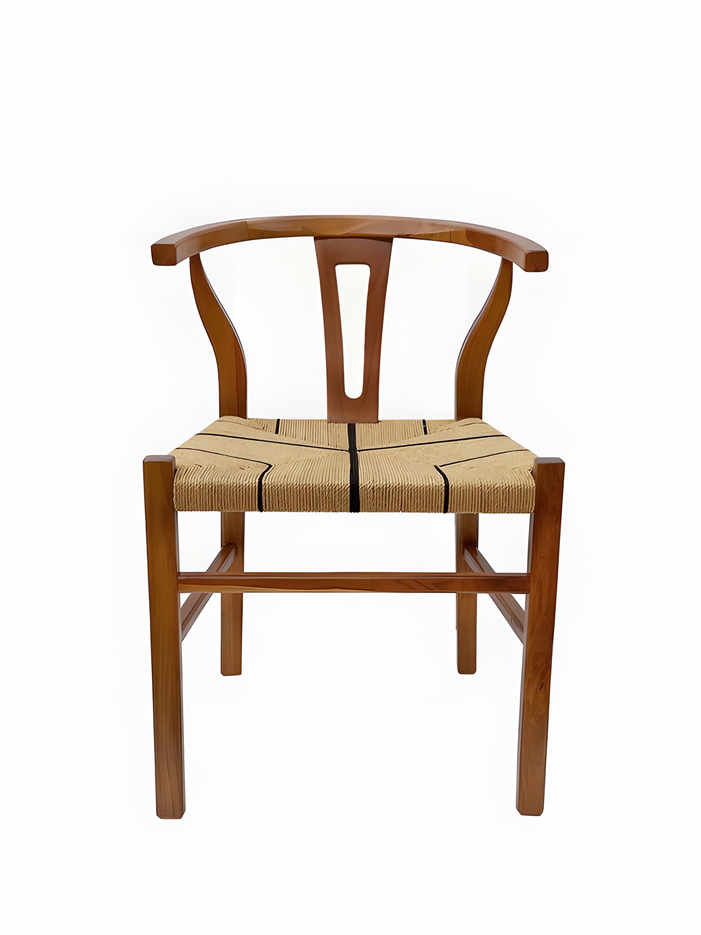 Sagres Teakwood Rattan Loom Seat Dining Chair front view by Mellowdays Furniture