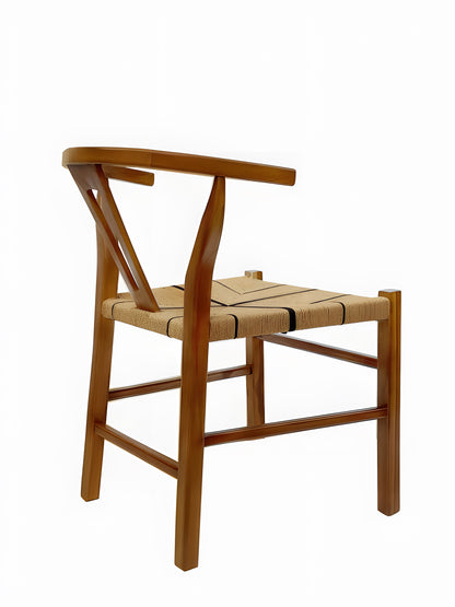 Sagres Teakwood Rattan Loom Seat Dining Chair back view by Mellowdays Furniture