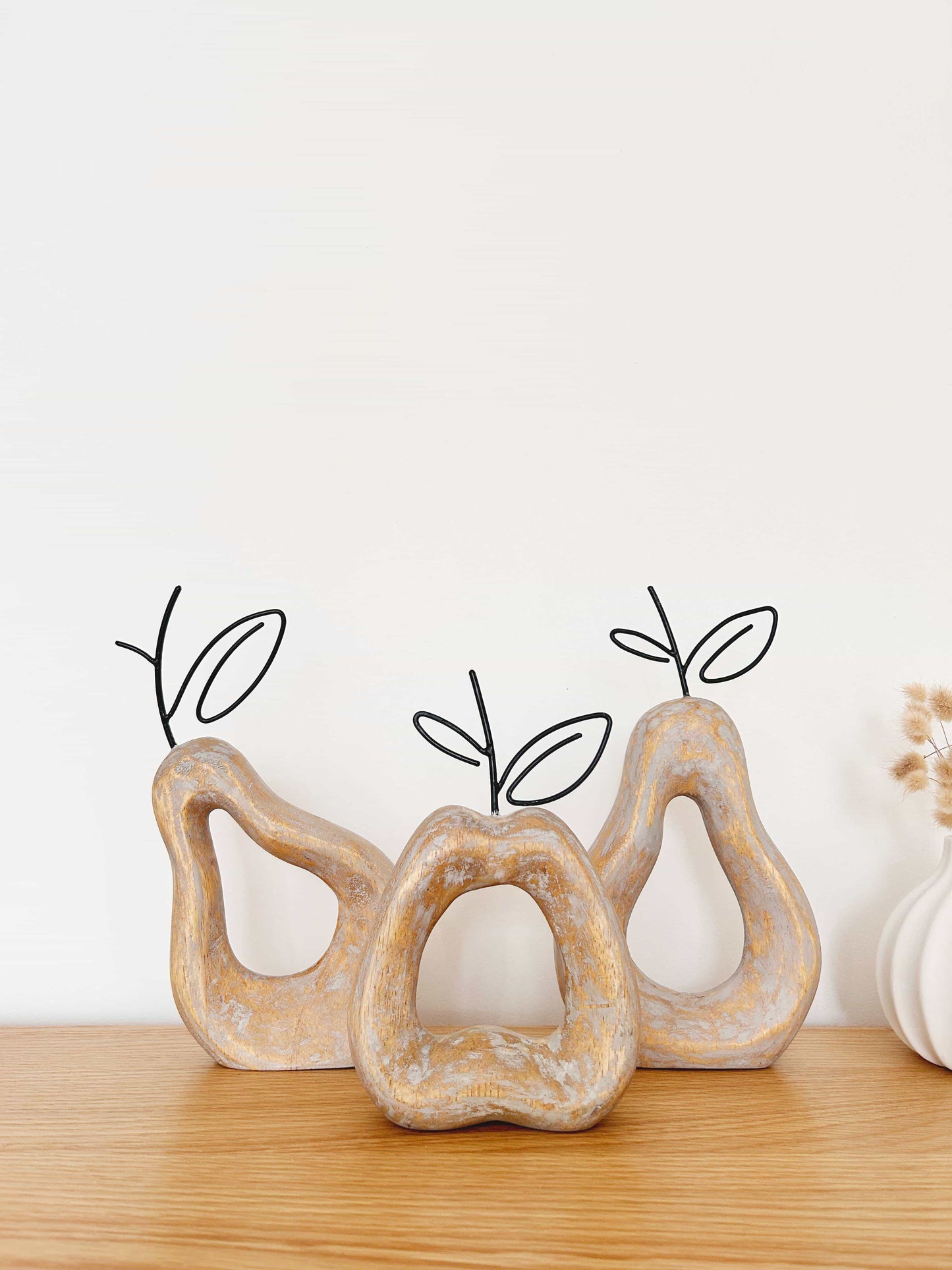 Set of 3 Wooden Fruit Decorative Ornaments - Mellowdays Furniture
