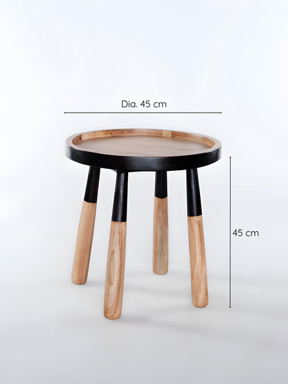 Tomasa Teakwood Round Coffee Table - Black Brown - measurement - Mellowdays Furniture