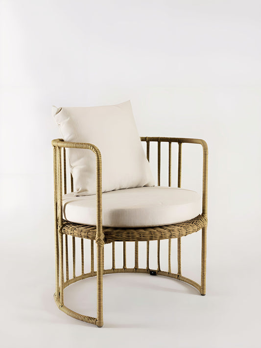 Ula Rattan Round Armchair front view by Mellowdays Furniture