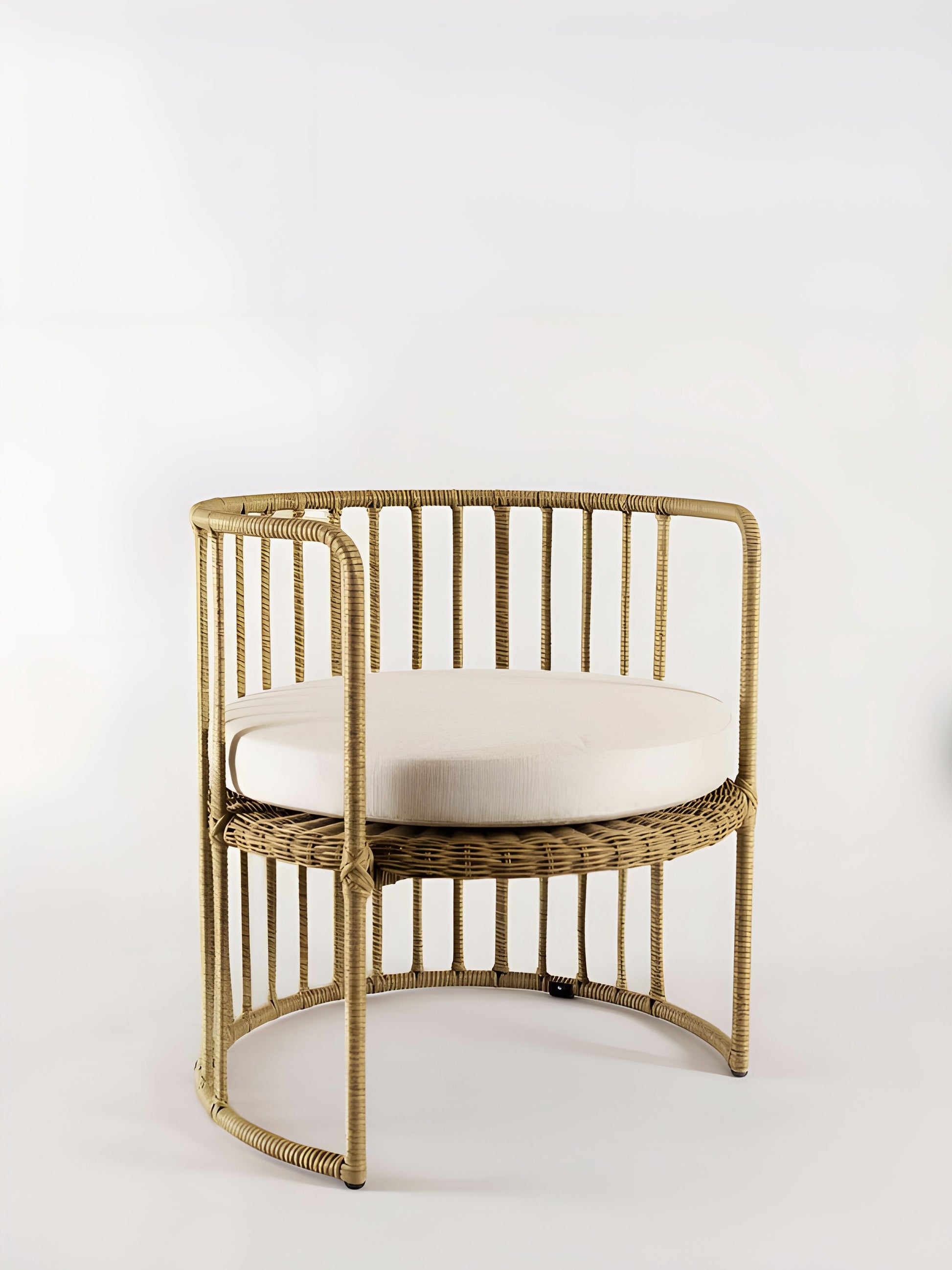 Ula Rattan Round Armchair front view by Mellowdays Furniture