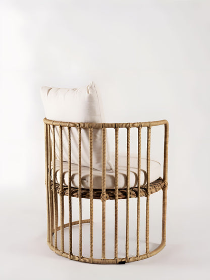 Ula Rattan Round Armchair back view by Mellowdays Furniture