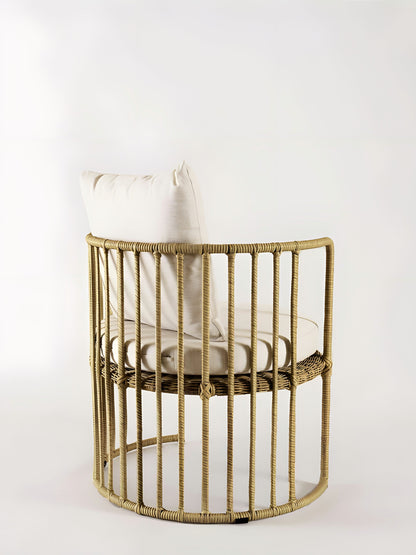 Ula Rattan Round Armchair front view by Mellowdays Furniture