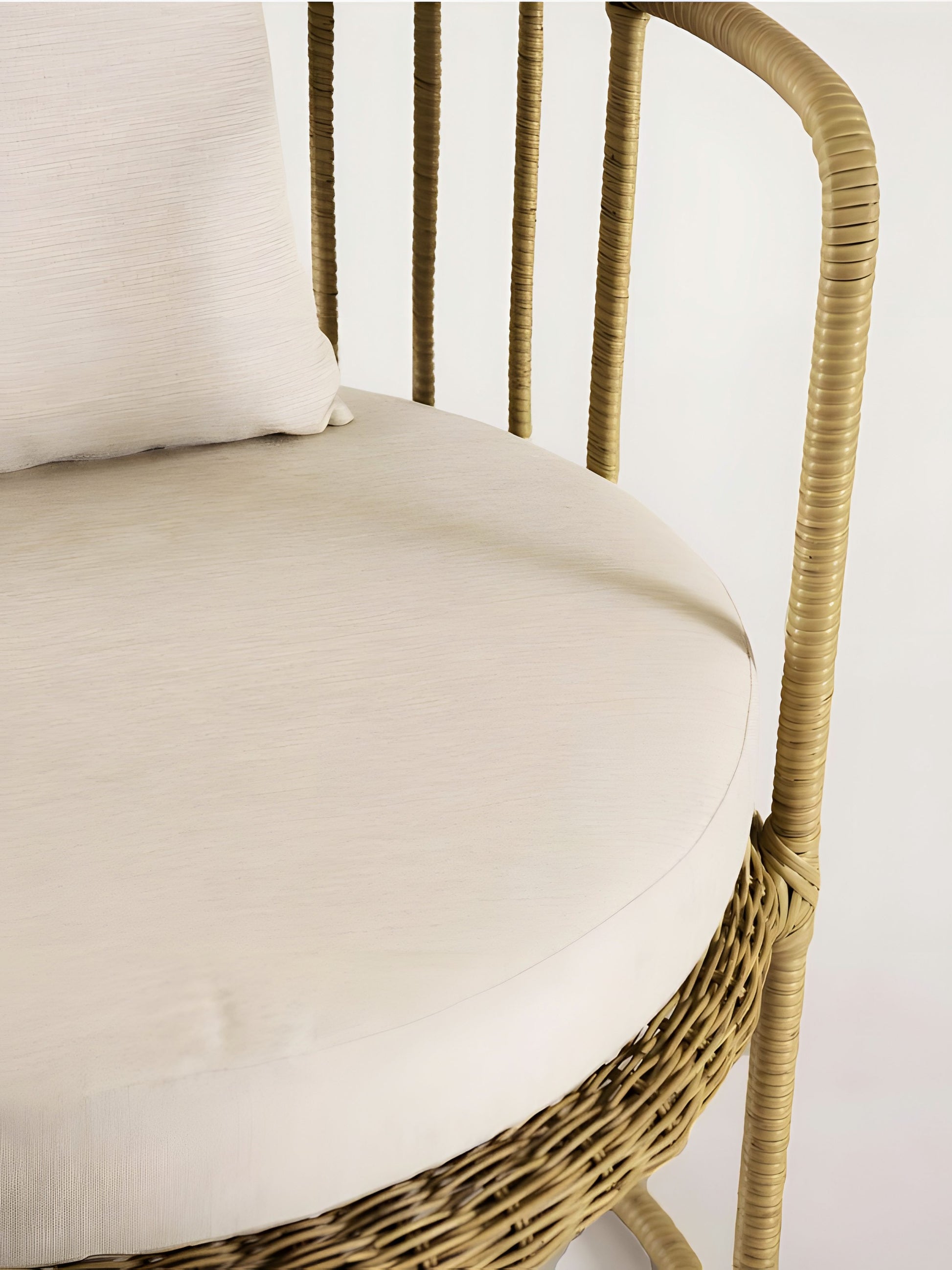 Ula Rattan Round Armchair front view by Mellowdays Furniture