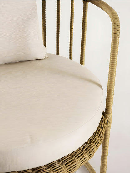 Ula Rattan Round Armchair front view by Mellowdays Furniture