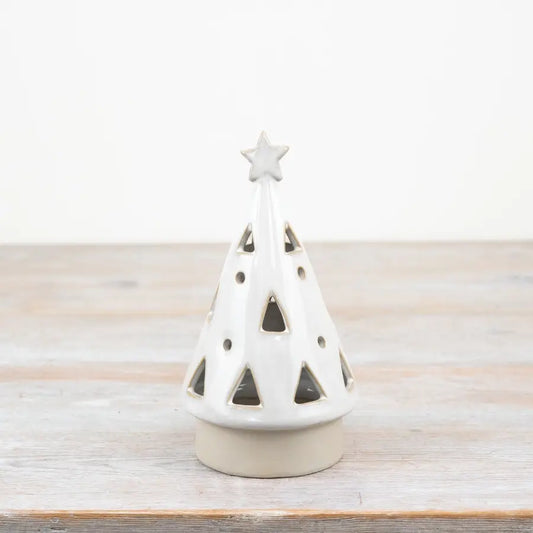 White Ceramic LED Christmas Tree Ornament | Mellowdays Furniture