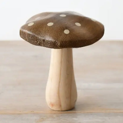 Dark Wood Mushroom with Gold Spots, 12cm | Mellowdays Furniture