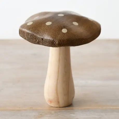 Dark Wood Mushroom with Gold Spots, 12cm | Mellowdays Furniture