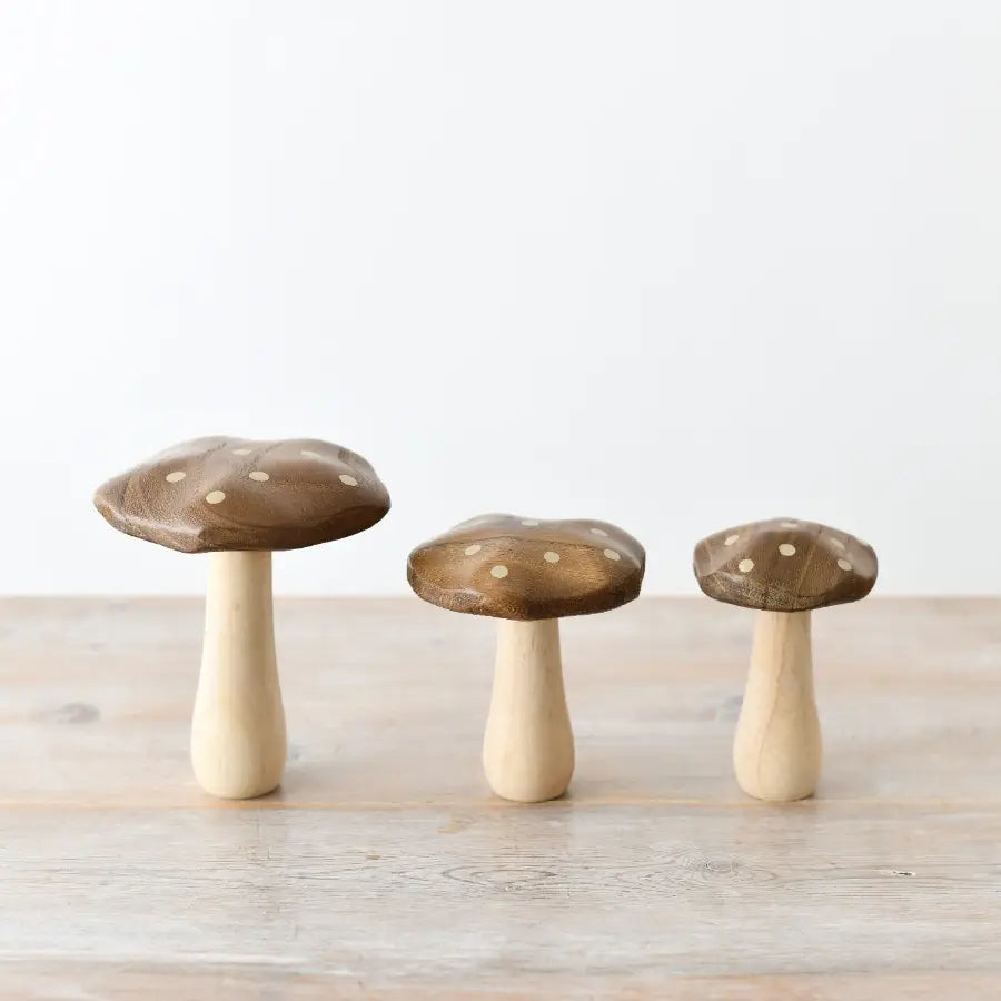 Dark Wood Mushroom Ornament with Gold Spots in 3 different sizes | Mellowdays Furniture