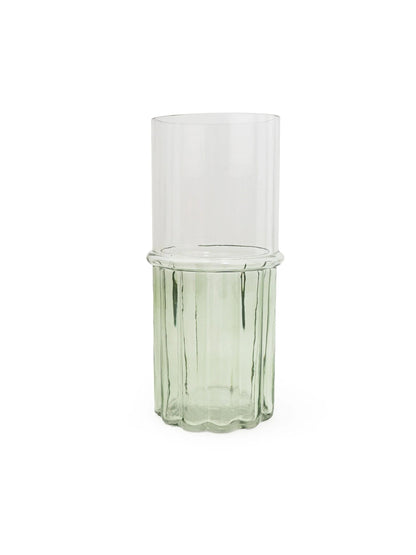 Two Tone Green & Clear Glass Cylinder Vase, 25cm | Mellowdays Furniture