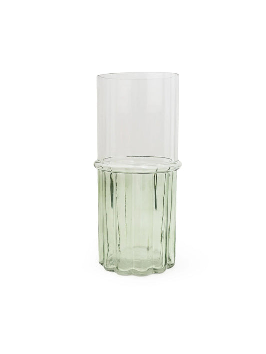 Two Tone Green & Clear Glass Cylinder Vase, 25cm | Mellowdays Furniture