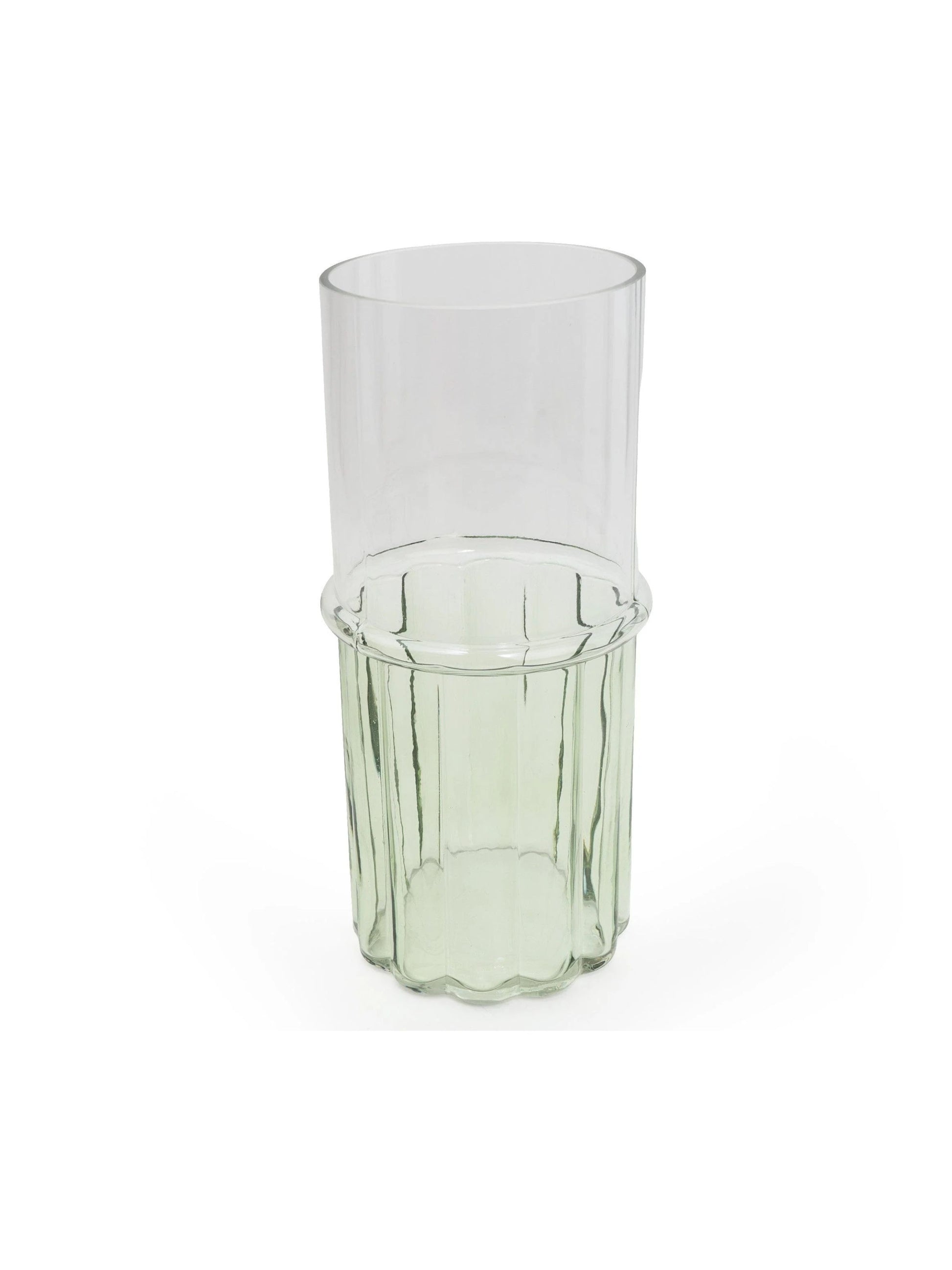 Two Tone Green & Clear Glass Cylinder Vase, 25cm | Mellowdays Furniture